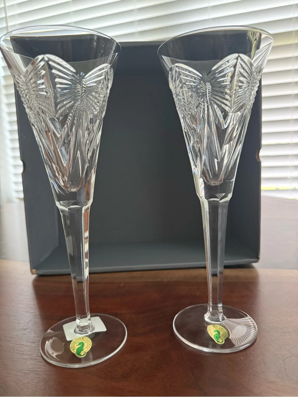 Waterford Crystal Millennium 'Happiness' Champagne Flutes -NWT